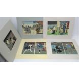 A collection of four Japanese woodblock diptych prints, to include works from the Osaka schools (