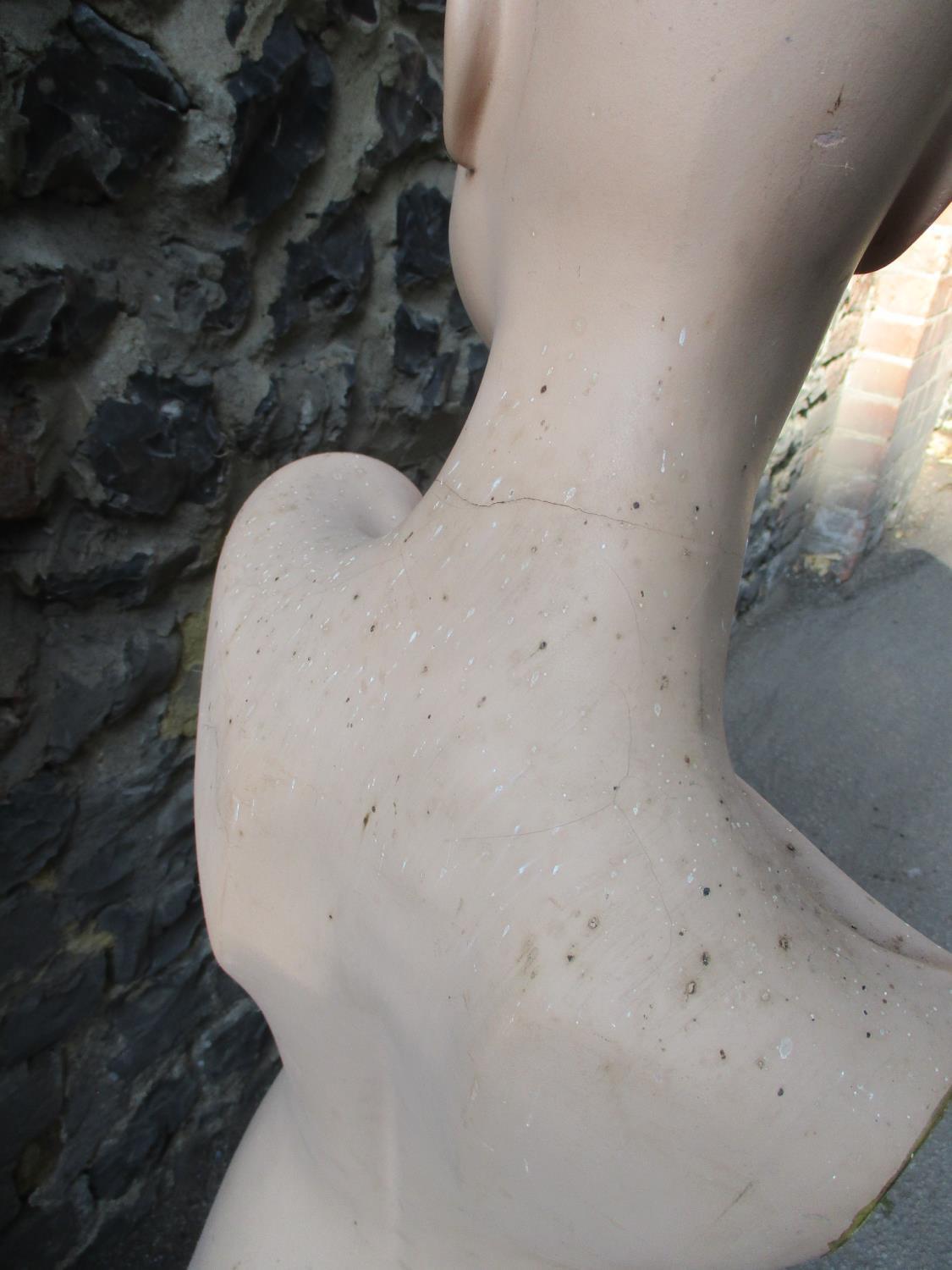 A vintage fibre glass mannequin torso having a painted face deficient of arms and lower limbs, - Image 4 of 5