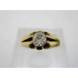 An 18ct gold coloured metal gypsy ring set with a diamond, 0.4 ct approximate size O, 5.2g