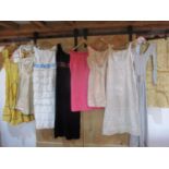 A collection of nine 1960s -1970s ladies evening wear to include a 1970s yellow Jeff Banks