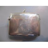 An early 20th century silver vesta case with monogram to the front
