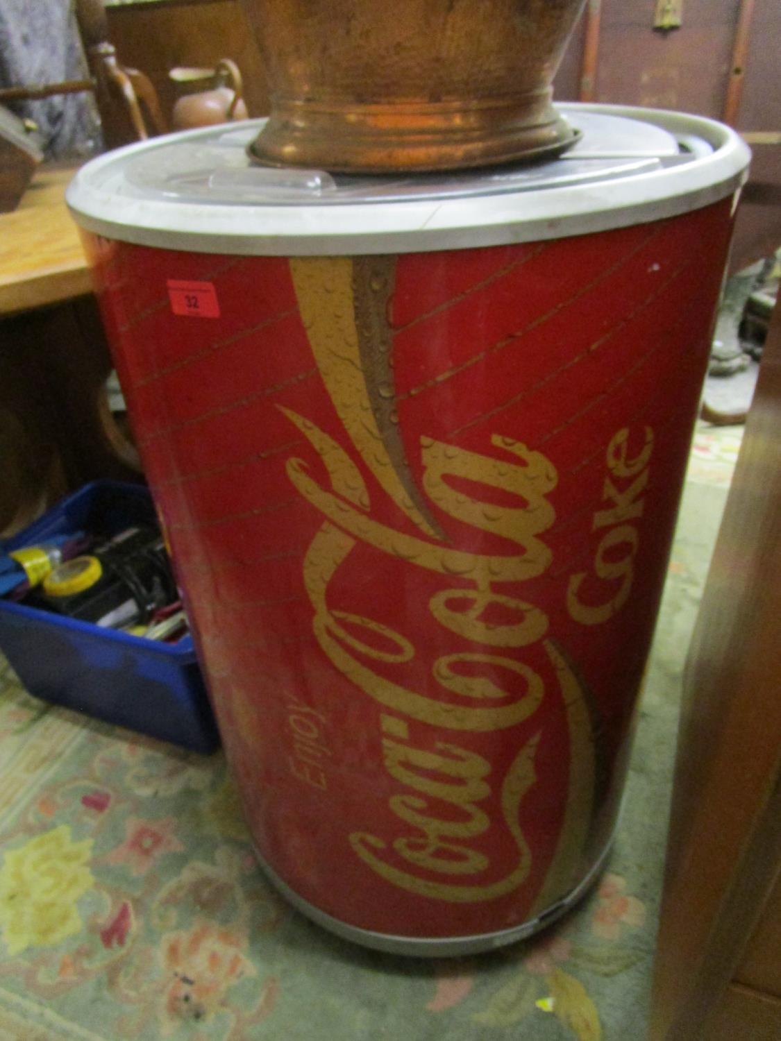 A mixed lot to include Retro Coca Cola fridge fashioned as a can, without cable (did not meet PAT