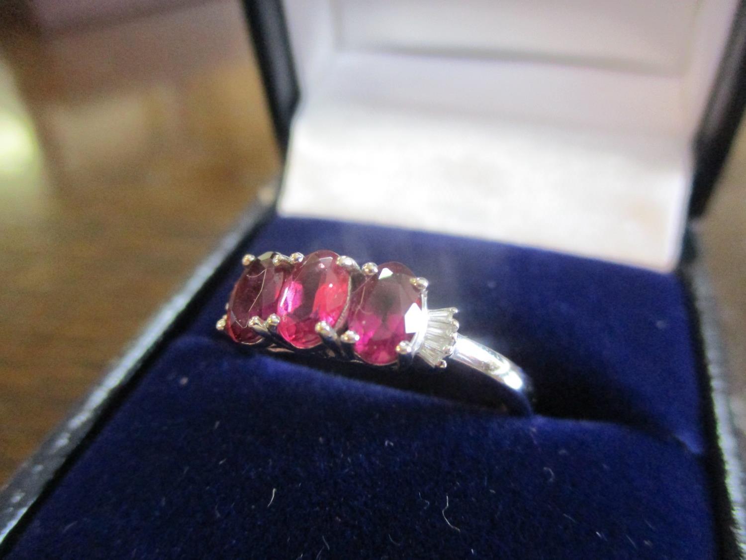 An 18ct white gold rubellite and diamond ring - Image 2 of 3