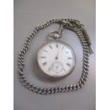 A Victorian silver cased pocket watch and chain