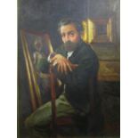 A late 20th century oil on board studio portrait painting signed L. Molina 1861 to lower right