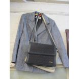 A Hardy Amies ladies jacket size 14 in tweed, together with two Hardy Amies handbags, one with