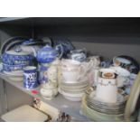 A mixed lot to include blue and white china, Royal Stafford part tea set and other items