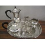 A selection of silver plate to include a Garrard four piece tea/coffee service