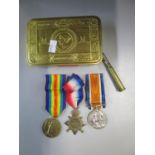 A WWI 1914-15 three medal campaign group named to 3473 Pte C Bates, Middlesex regiment, along with a