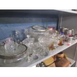 A mixed lot to include silver plate, mixed cut glassware, vintage Metamec clock and other items