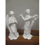 Two KPM blanc de chine angel figures