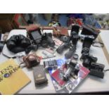 Vintage cameras, lenses etc to include Nikon, Ihagee, Zeiss and a Coronet cub