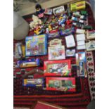 A selection of toys to include boxed Britains and Corgi model vehicles, beanie babies, a boomerang