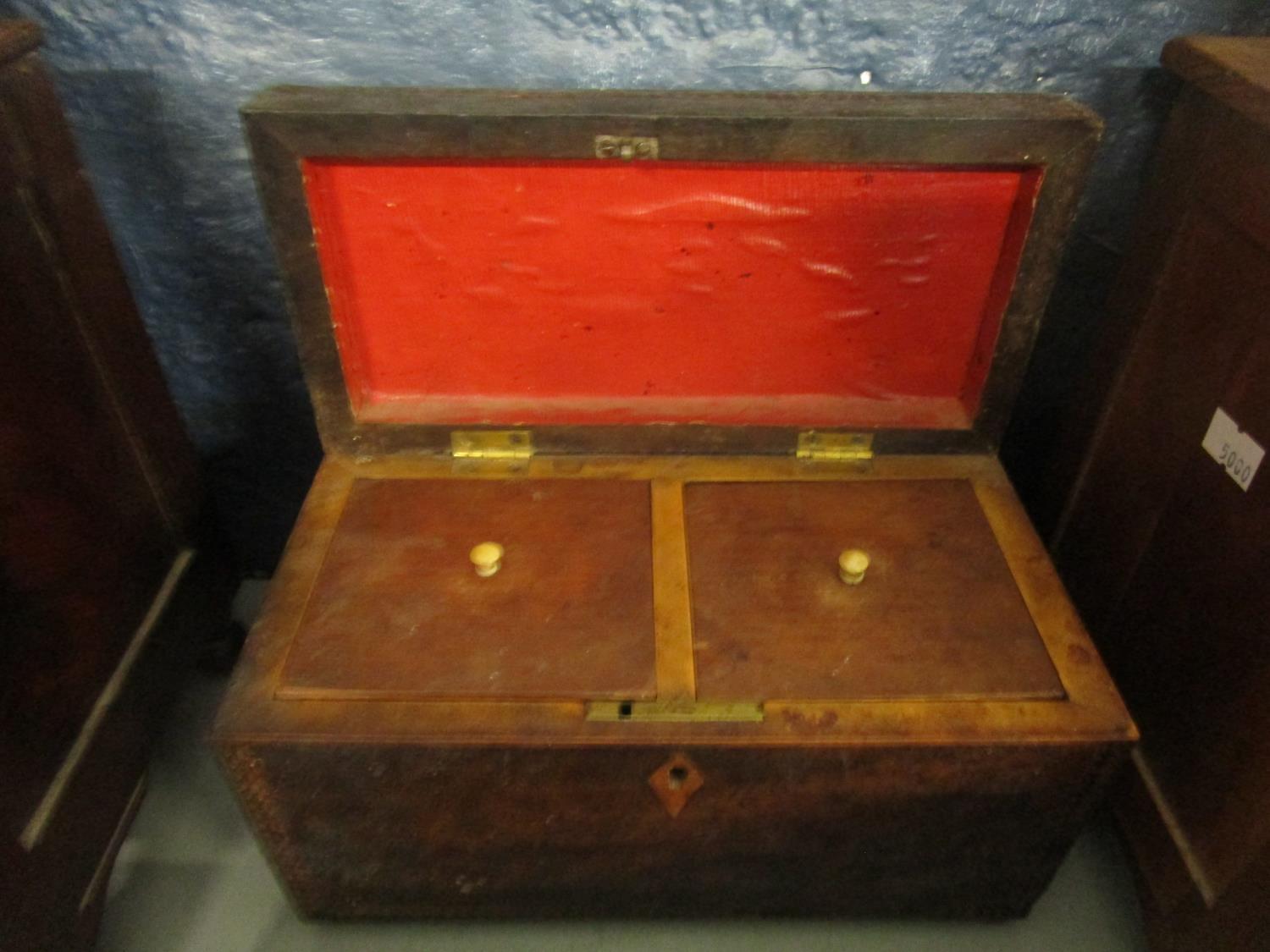 A selection of wooden boxed to include a Victorian papermache glove box, two miniature chests in the - Image 3 of 4