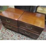 A pair of modern mahogany finished, twin drawer bedside chests