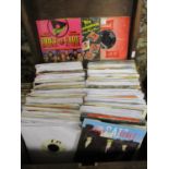 A box containing rock and roll and Rockabilly singles, approximately 200, to include Elvis