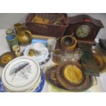 Ceramics, glassware, tureens to include commemorative items, a book slide, collectors plates and