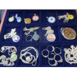 Mille Fleurie pendants, coins pendants, mixed silver items stamped 925 and white metal items