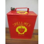 A repainted metal Shell-Mex BP Ltd petrol can