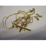 Gold to include 9ct gold pendant cross, necklaces and bracelets 6.55g
