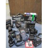 A Contax 167MT Camera, a boxed digital Fujifilm Fine Pix E510 camera, boxed, a Praktica Electronic