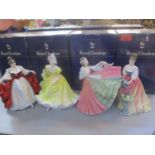 Four boxed Royal Doulton figures to include Sara HN 2265, Ninette HN 2379, Ann 3259 and Alexandra HN