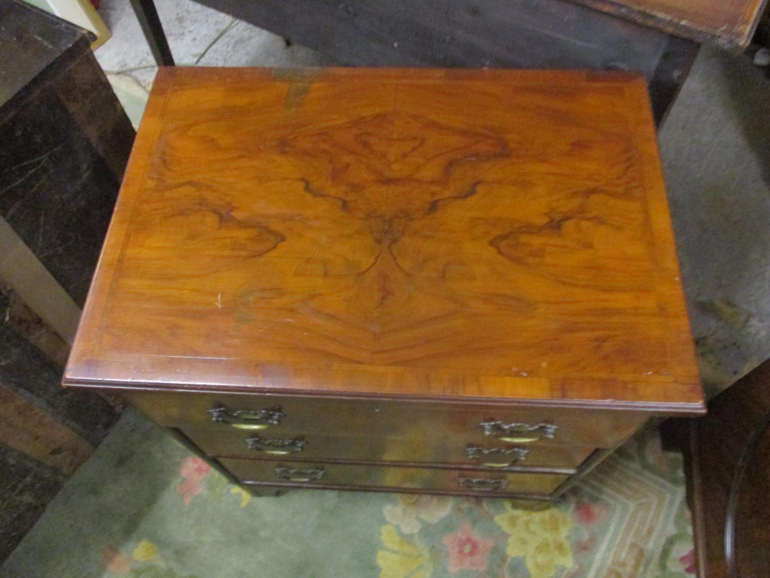 An early 20th century walnut three drawer chest on bracket feet - Image 2 of 2