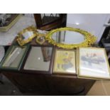 Pictures and mirrors to include three 20th century ornate gilt framed mirrors