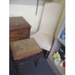 A 19th century hall chair together with a late 19th/early 20th century mahogany stool