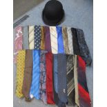 A Lock & Co gents felt bowler hat together with a collection of 20th century gents ties to include