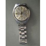 Seiko 5 automatic 21 jewel gents wristwatch with luminous bat markers and hands, date aperture at 3,
