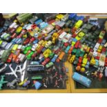 A large collection of well played die cast vehicles, mid to late 20th century, to include a Dinky