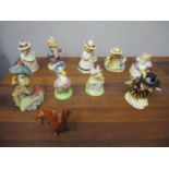 Seven Royal Doulton Brambly Hedge collection figures, a Royal Albert Beatrix Potter figure, a