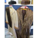 A mid 20th century full length dark brown musquash fur coat, together with a mid 20th century ladies