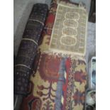 An Afghanistan rug, a Turkish design rug and machine made Bokhara mat