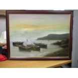 De Luca -an Italian coastal scene with fishing boats, oil on canvas signed, 51cm x 71cm, framed