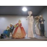 A selection of 20th century china figures to include a Royal Doulton Twilight HN2256, a Royal