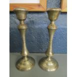 A pair of modern silver candlesticks, filled 26cm high, Birmingham 1978, Broadway & Co Location: RAM