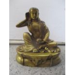 A reproduction bronze figure of a Buddha, 14h x 13cmw