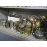 Silver plate to include cutlery and flatware entrée dish, copper and pewter tableware and other