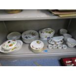 Royal Worcester Evesham pattern dinner service, three tureens, dinner plates, soup bowls, napkin