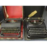 A Remington typewriter and one other, both in travelling cases