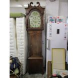 An early Victorian mahogany longcase clock, eight day movement with a painted dial and subsidiary