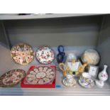 A mixed lot to include a boxed Spode plate decorated with Imari colours, Kidney & Co silver framed