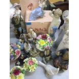 Nao figures, boxed, Oriental figures and mixed ornaments to include bone china posies