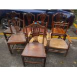 Mixed dining chairs to include a set of Georgian oak Hepplewhite style chairs