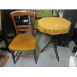 A Victorian black painted gypsy table and a mahogany bar back chair