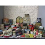 A large quantity of mid to late 20th century tins to include tobacco, biscuit, Oxo and tea tins