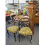 Mixed furniture to include a Victorian oval loo table, two Victorian dining chairs and a burr elm