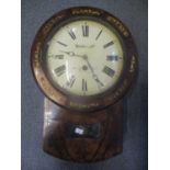An early 19th century rosewood drop dial wall clock, the dial inscribed Rieder & Co 44 cm h